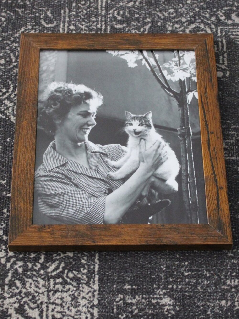 Vintage Woman Holding Cat Photo Print 8x10 Retro Pet Portrait Wall Decor Art